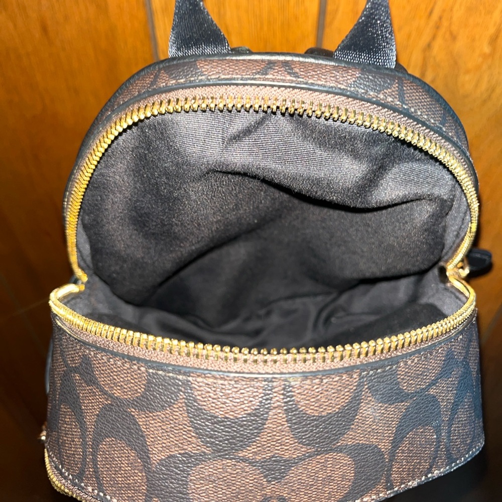 Coach Brown and Black Leather Backpack - Picture 5 of 8
